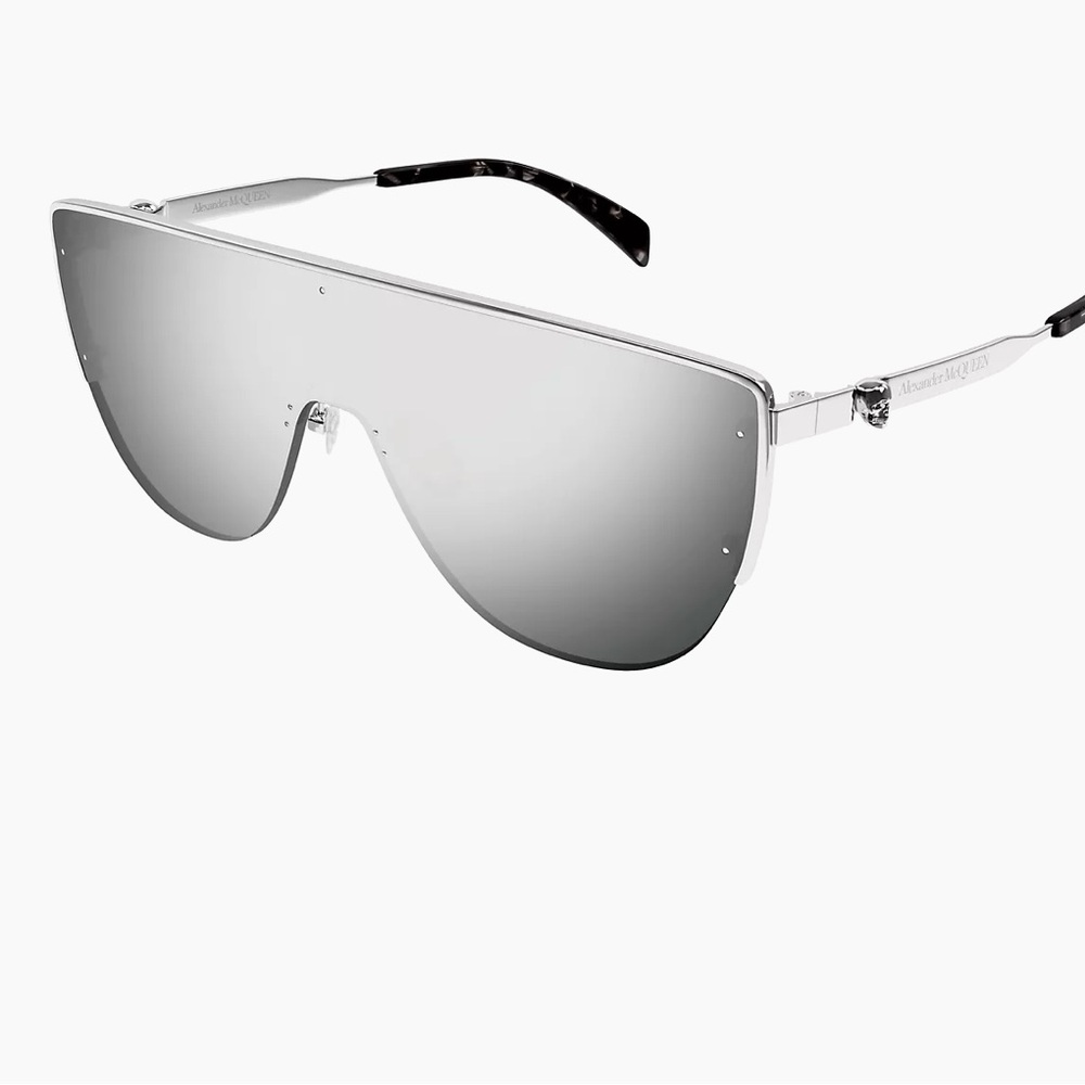 Alexander McQueen Oversize Mask Sunglasses AM04574-004 Silver Grey 99mm-1-145